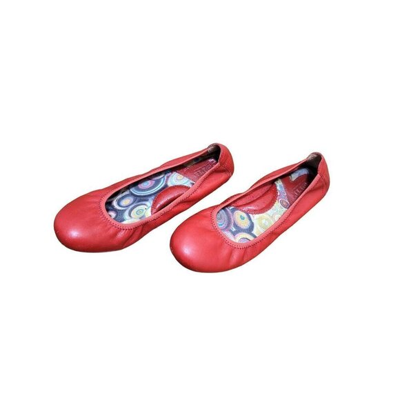 Born Red Leather Ballet Flats Slip on Shoes Size 6 - Picture 1 of 11